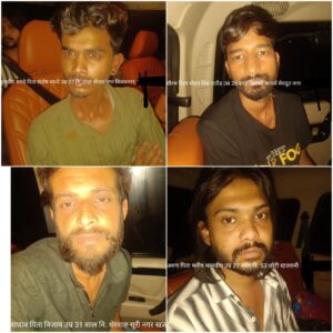 इंदौर में क्राइम ब्रांच की बड़ी कार्रवाई : चार वांटेड आरोपी गिरफ्तार, हथियार और ड्रग्स की बरामदगी